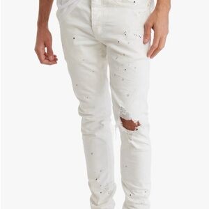 Men's Distressed White Skinny Jeans